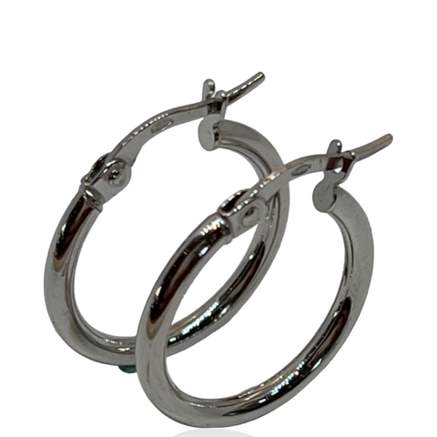 Aros Argollas Italianas de Oro Blanco 18kts. 1.2Grs