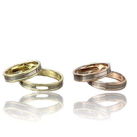 Alianzas de Oro 18klts Cintas Bicolores.