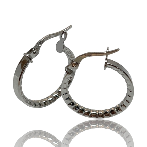 Aros Argollas Italianas de Oro Blanco 18kts. 1.5Grs