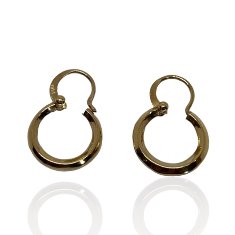 Aros Argollas Italianas de Oro Amarillo 18k. 1.2Grs