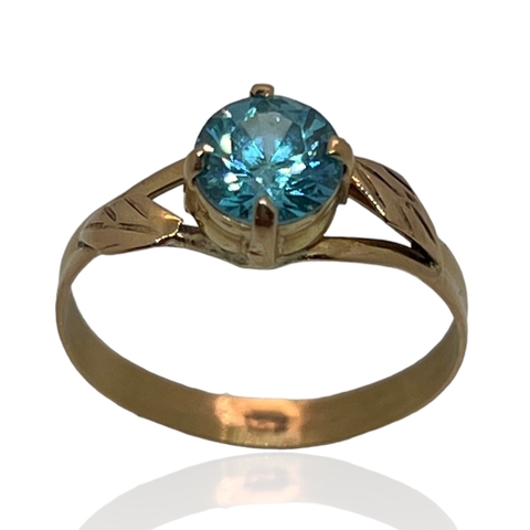 Anillo oro 18klts Topacio Central Talla Brillante