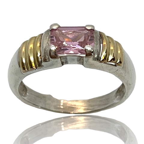 Anillo de Plata 925 y Oro18klts. Rosa de Francia.