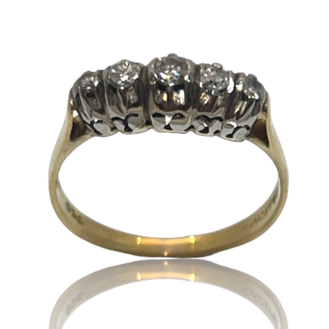 Anillo Realizado en oro Rose 18klts, Platino y Brillantes Art Deco.