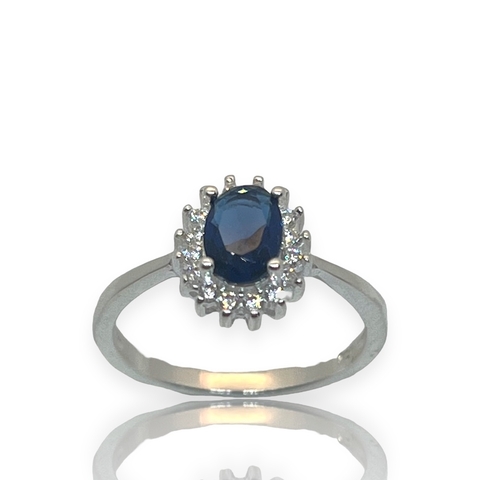 Anillo en Plata 925 y Circoñas y Zafiro