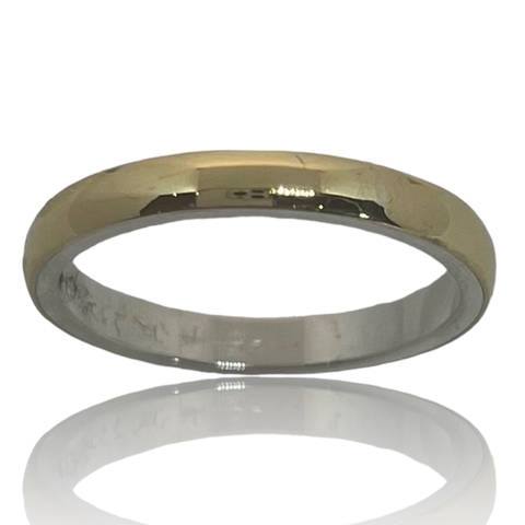 Par de Alianzas de Plata 925 y Oro 18K. Modelo Media Caña.
