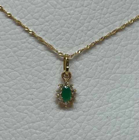 Conjunto de oro 18klts,Circoñas y Agata Verde.