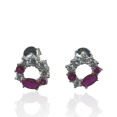 Aros de Plata 925 circoñas y Rubies.