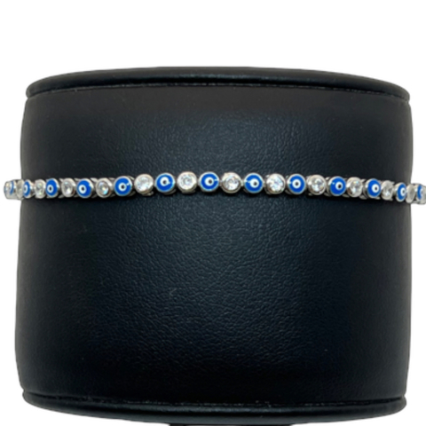 Pulsera en Plata 925 esmalte y circoñas cubicas con Ojos Turco.
