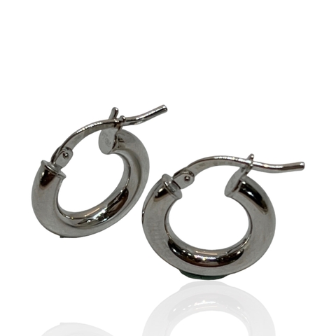 Aros Argollas Italianas de Oro Blanco 18kts. 1.9Grs