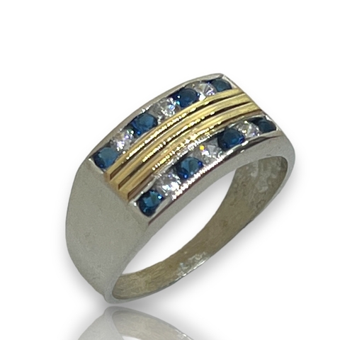 Anillo en Plata 925 circoñss y zafiros