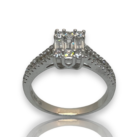 Anillo en Plata 925 Rodinado en Oro Blanco