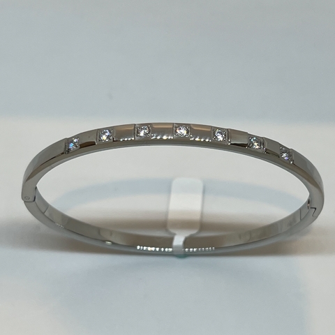 Pulsera de Acero Italiano 316L Doble Pulido , Con Cristales Swarovsky. Modelo Cartier.