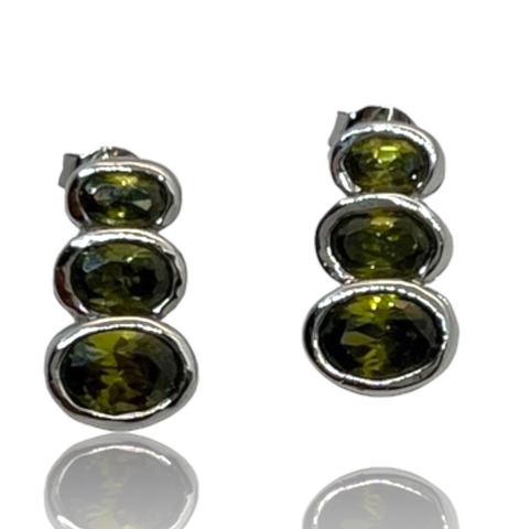 Aros Italianos de Plata 925 Con Peridotos.