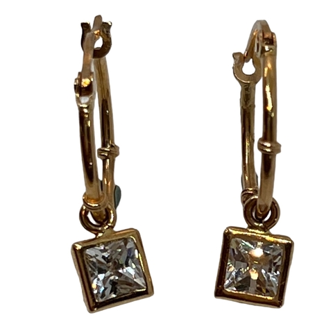 Aros Argollas de Oro Rosa 18k. 1.8Grs Con Dijes Colgando