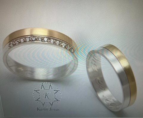 Alianzas de Oro 18klts y Plata925. Exclusivas con circoñas cubicas. EL PRECIO ES POR EL PAR.