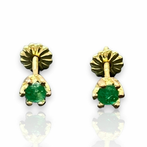 Aros Elie de Oro 18k y Esmeraldas Colombianas. Con certificado Gemologico.