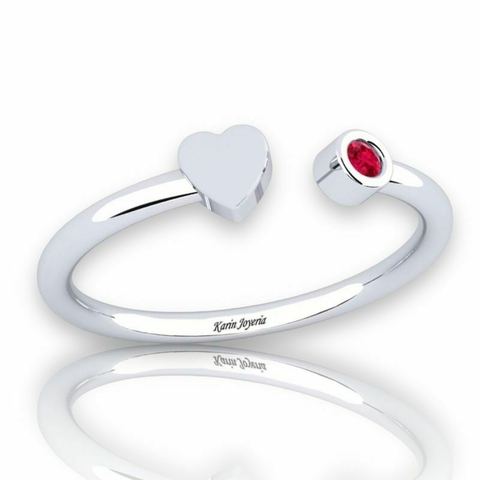 Anillo Love en Plata 925 y Oro 18k. Rubi Natural Centrlal.