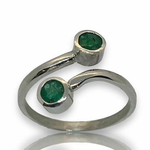 Anillo Pellizco en Plata 925 y Oro 18k. Esmeraldas Colombianas Naturales.