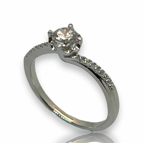 Anillo en Plata 925 Rodinado en Oro Blanco y Circoñas