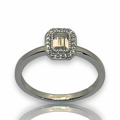 Anillo en Plata 925 Rodinado en Oro Blanco y Circoñas