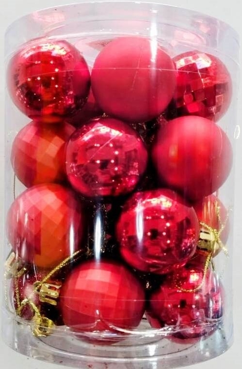 SET 20 BOLAS NAVIDEÑAS 4 CM (D1008ROJO)