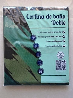 CORTINA DE BAÑO DOBLE PESADA MEDIDA 180X180 - INCLUYE PORTECTOR Y GANCHOS (A2822)