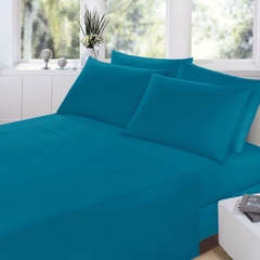 JGO.SABANA 1 1/2 Lisa Pierre Cardin 144 Hilos Algodón linea 50/50 para Colchon 90x190+25 cm (A9002-1PETROLEO)