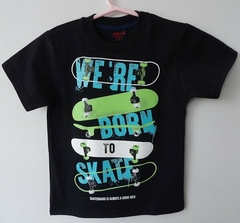 REMERA DE CHICOS 100% ALGODON PEINADO ESTAMAPADA TALLE 10 BORN SKATE (I6011-T10-NEGRO)
