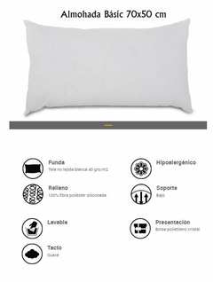 ALMOHADA BASIC 70X50 RELLENO BELLON SILICONADA Y FUNDA ENTRETELA (1865)