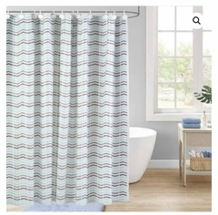 CORTINA DE BAÑO DOBLE CON GACHOS ZIGZAG LINEA PESADA P.E.B GOFRADO Y CABEZAL REFORZADO (ART 017) (A2022-1VERDE)