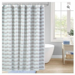 CORTINA DE BAÑO DOBLE CON GACHOS ZIGZAG LINEA PESADA P.E.B GOFRADO Y CABEZAL REFORZADO (ART 017) (A2022-1BEIGE)