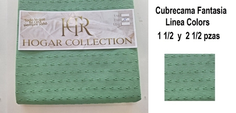 Cubrecama 1 1/2 plazas Linea Fantasia Colors Algodon 70 % medida 150x240 cm (A2063-1VERDE)