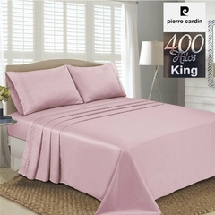 JGO.SABANA KING SIZE 400 HILO 100% ALGODON PIERRE CARDIN SATEN (NO SEDA) P/COLCHON 200x200+45CM (A9005-5ROSA)