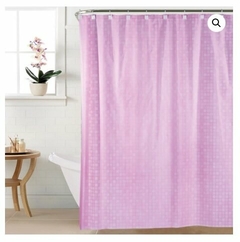CORTINA DE BAÑO DOBLE ENCAJE (CORTINA+PROTECTOR+GANCHOS) DISEÑO CUADRILLE ART 011 (A3092-2ROSA)