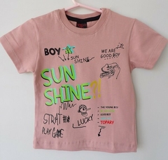 REMERA DE CHICOS 100% ALGODON PEINADO ESTAMAPADA TALLE 10 SUN SHINE (I6006-T10-ROSA)