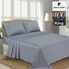 JGO.SABANA KING SIZE 400 HILO 100% ALGODON PIERRE CARDIN SATEN (NO SEDA) P/COLCHON 200x200+45CM (A9005-5GRIS)