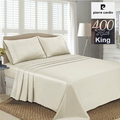 JGO.SABANA KING SIZE 400 HILO 100% ALGODON PIERRE CARDIN SATEN (NO SEDA) P/COLCHON 200x200+45CM (A9005-5NATURAL)