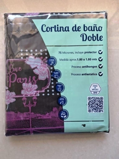 Imagen de CORTINA DE BAÑO DOBLE PESADA MEDIDA 180X180 - INCLUYE PORTECTOR Y GANCHOS (A2822)