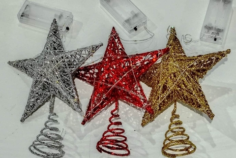 PUNTAL NAVIDEÑO CON LUZ PLATEADO/DORADO/ROJO (4263338) (D1019)