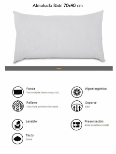 ALMOHADA BASIC 70X40 RELLENO BELLON SILICONADA Y FUNDA ENTRETELA (1864)