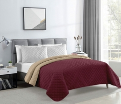 Cubrecama bitono Matelasse Franca Valieri KING SIZE reversible (tela y tela) 270x240cm (A2503-5BORDO)
