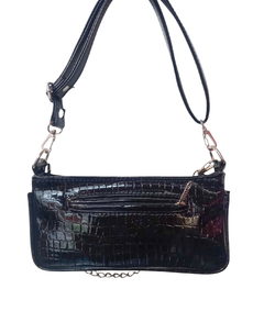 ART 5080 CARTERA CHICA C/CADENA EN "CHAROL CROCO SINTÉTICO NEGRO" - comprar online