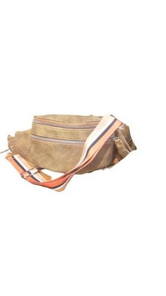 RIÑONERA GRANDE DOBLE BOLSILLO CON CORREAS DESMONTABLES EN "PU SINTETICO VISON/SUELA GASTADO"⁹