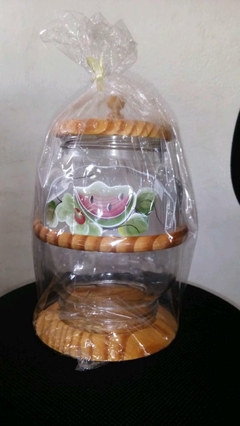 Pote de vidro decorado grande - comprar online