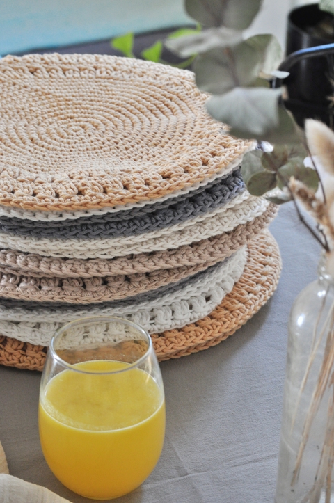 Individual redondo TEJIDO HILO X4