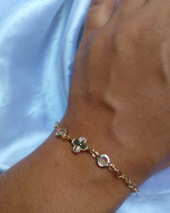 Pulseira inspiração Van Cleef E CRISTAL FOLHEADA A OURO