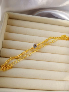 PULSEIRA DUPLA COM PONTO DE LUZ COM ZIRCÔNIA FOLHEADA A OURO - (cópia) - comprar online