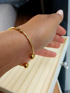 Bracelete Nossa Senhora Aço inox dourado folheado