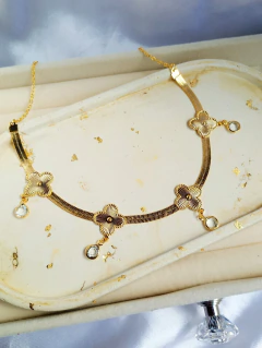 Choker Fita com trevos Folheado a Ouro - loja online