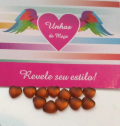 Coração Fosco Marrom 6mm com 10 unidades